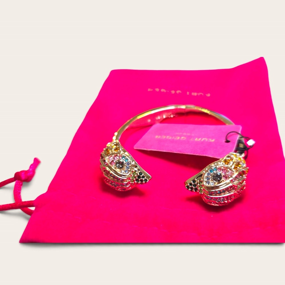 Kurt Geiger London Eagle Head Bangle Gold Tone Multi Color Crystal Bracelet NEW - Picture 8 of 9